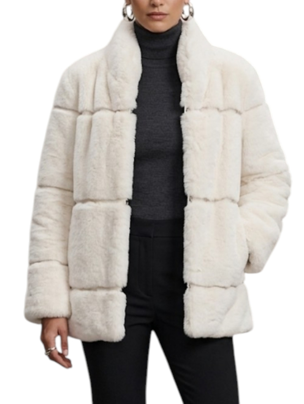 ​APPARIS Ivory Faux Fur Jacket Small - Soft Vegan Luxury Outerwear